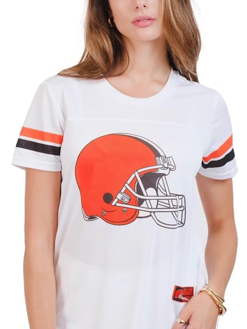 NFL Cleveland Browns White Mesh Jersey V-Neck Tee Shirt #46 - Size M